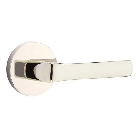 Emtek Spencer Lever With Disk Rosette in Lifetime Polished Nickel finish