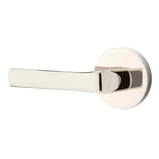 Emtek Spencer Lever With Disk Rosette in Lifetime Polished Nickel finish