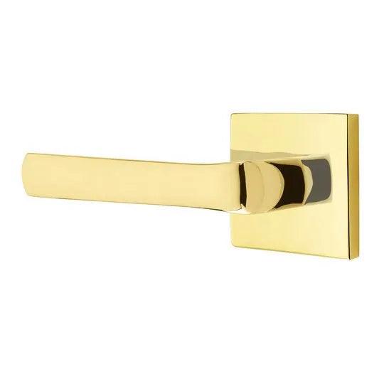 Emtek Spencer Lever With Square Rosette Unlacquered Brass