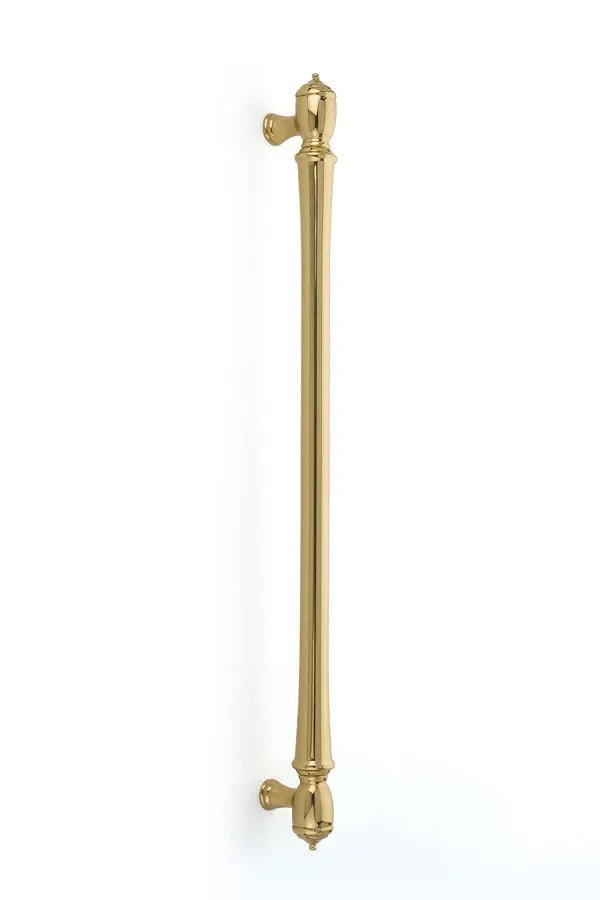The Emtek Spindle Appliance Pull, 18" Center to Center in Polished Brass finish