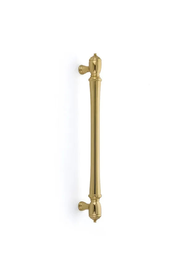 The Emtek Spindle Appliance Pull, 12" Center to Center in Polished Brass finish