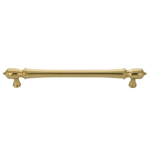 The Emtek Spindle Appliance Pull, 12" Center to Center in Unlacquered Brass finish