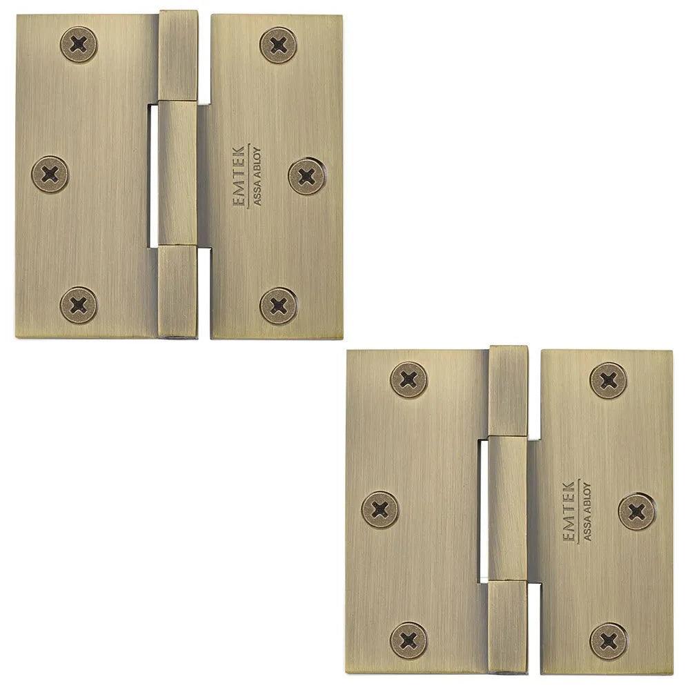 Emtek Square Barrel Heavy Duty Solid Brass Hinge, 3.5" x 3.5" French Antique
