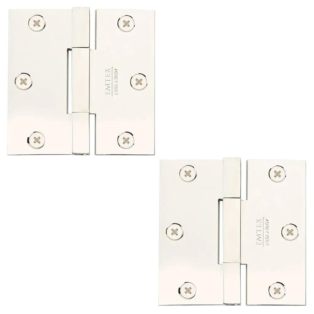 Emtek Square Barrel Heavy Duty Solid Brass Hinge, 3.5" x 3.5" Lifetime Polished Nickel