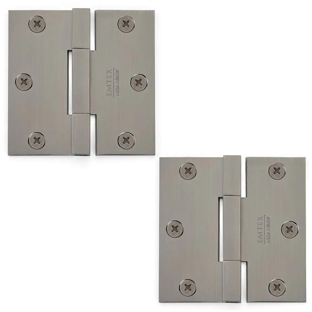Emtek Square Barrel Heavy Duty Solid Brass Hinge, 3.5" x 3.5" Pewter