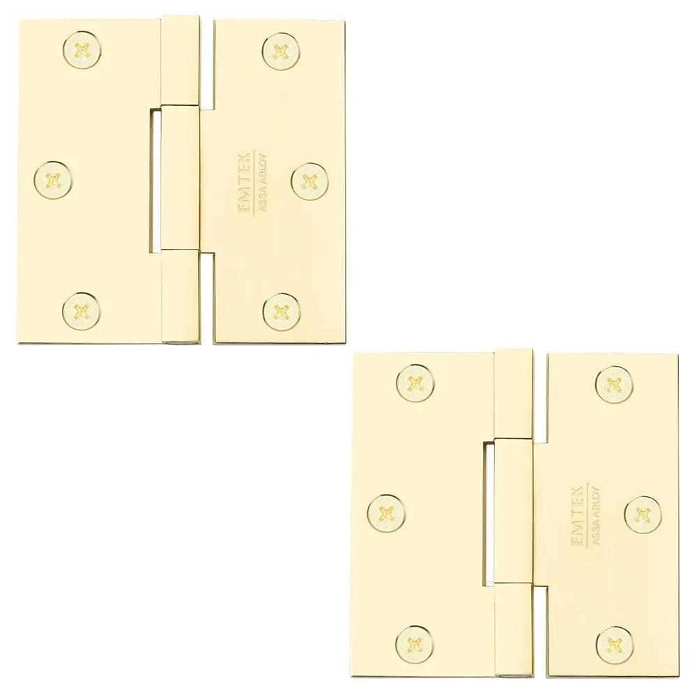 Emtek Square Barrel Heavy Duty Solid Brass Hinge, 3.5" x 3.5" Polished Brass