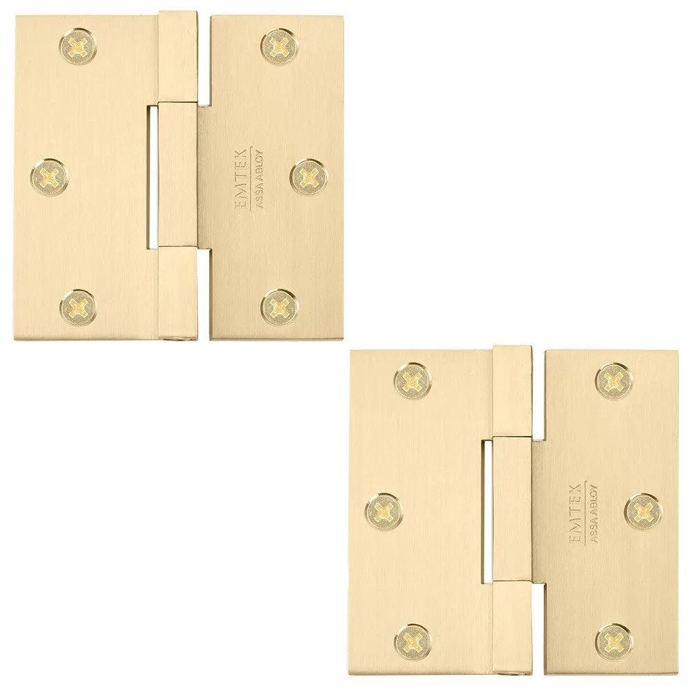 Emtek Square Barrel Heavy Duty Solid Brass Hinge, 3.5" x 3.5" Satin Brass