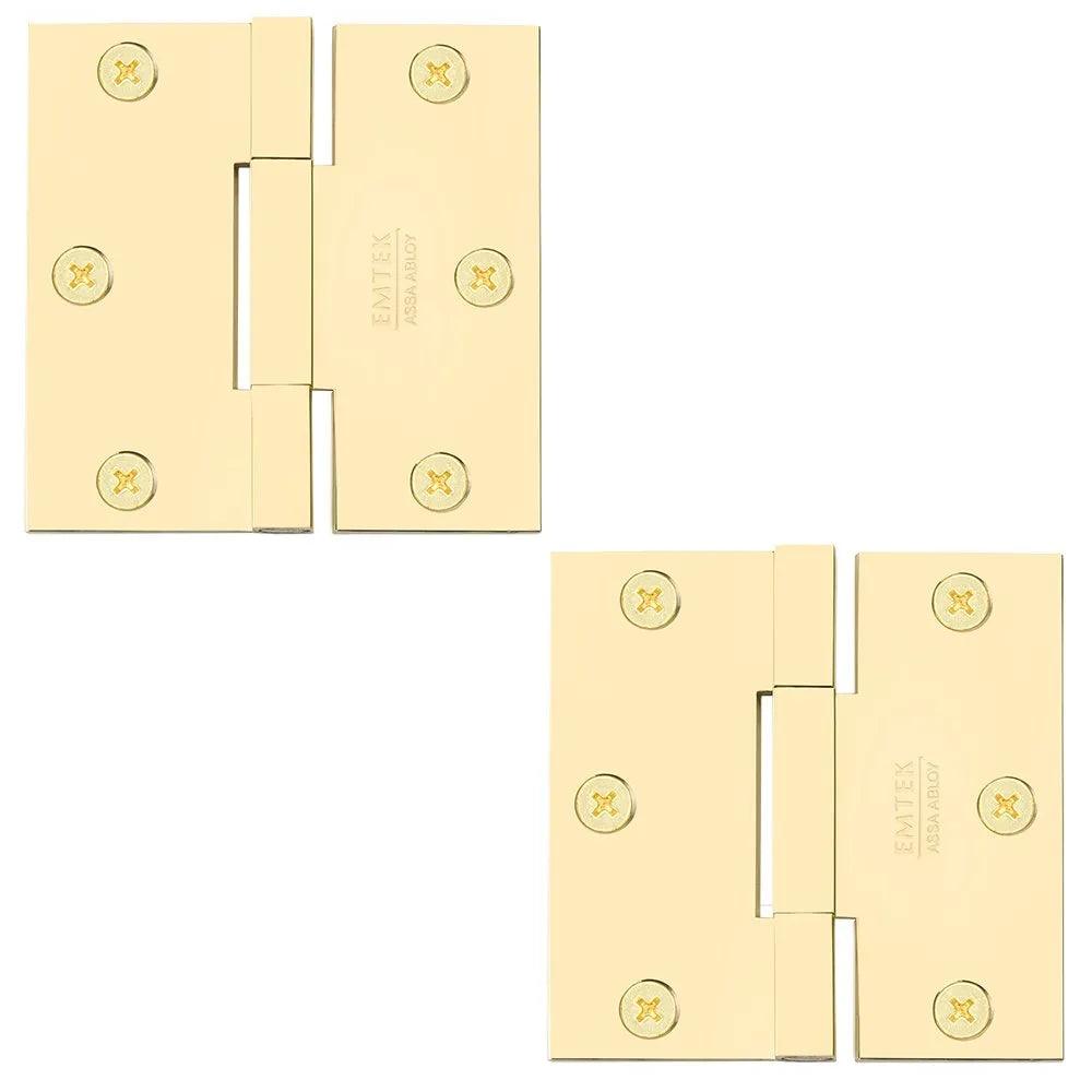 Emtek Square Barrel Heavy Duty Solid Brass Hinge, 3.5" x 3.5" Unlacquered Brass