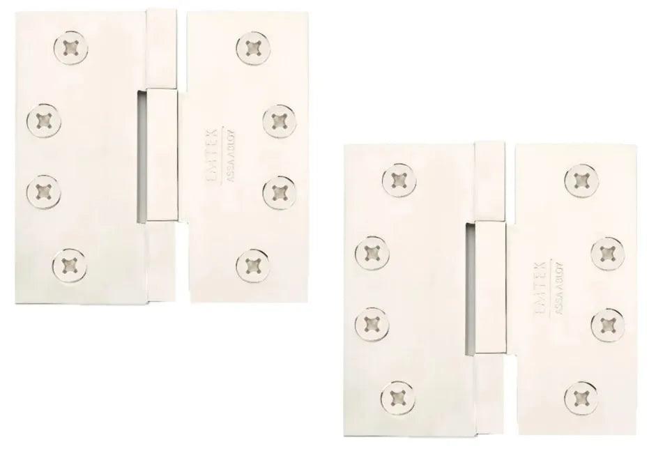 Emtek Square Barrel Heavy Duty Solid Brass Hinge, 4" x 4" Lifetime Polished Nickel