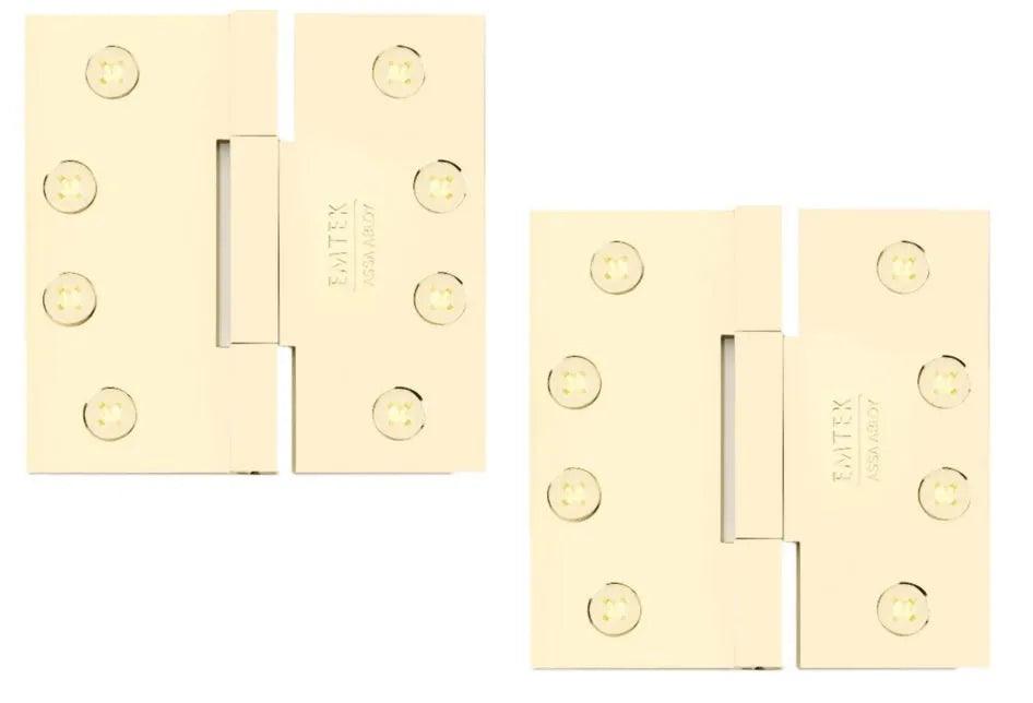 Emtek Square Barrel Heavy Duty Solid Brass Hinge, 4" x 4" Polished Brass