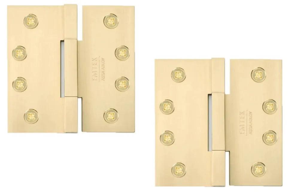 Emtek Square Barrel Heavy Duty Solid Brass Hinge, 4" x 4" Satin Brass