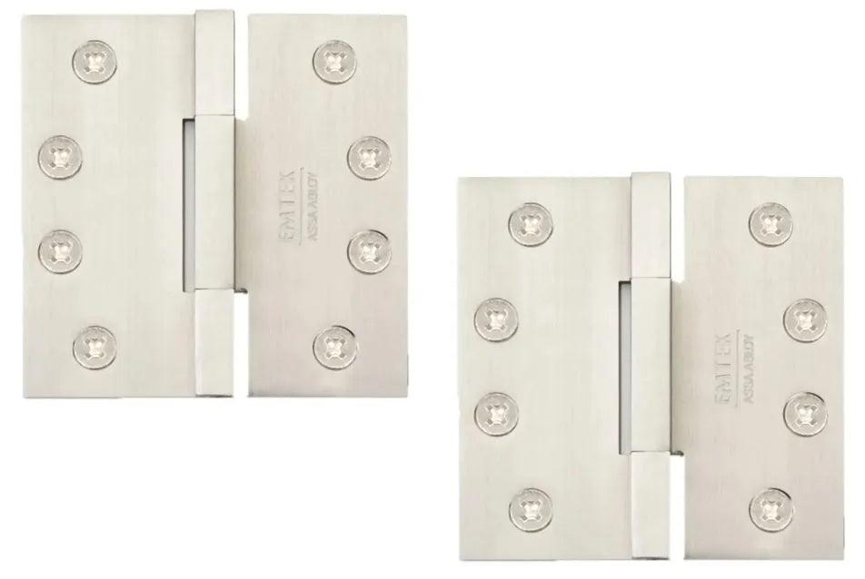 Emtek Square Barrel Heavy Duty Solid Brass Hinge, 4" x 4" Satin Nickel