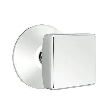 Emtek Square Knob with Modern Rosette in Polished Chrome finish