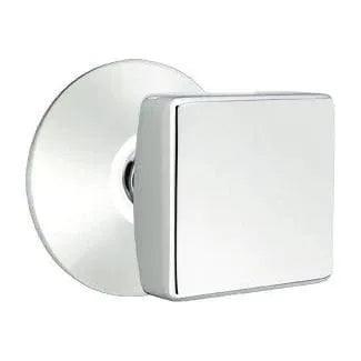 Emtek Square Knob with Modern Rosette in Polished Chrome finish