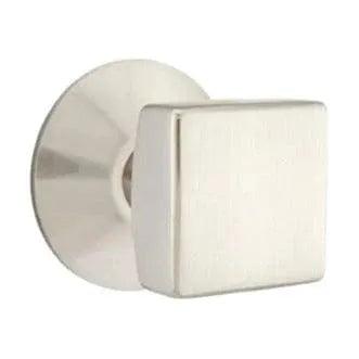 Emtek Square Knob with Modern Rosette in Satin Nickel finish