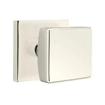 Emtek Square Knob with Square Rosette in Lifetime Polished Nickel finish