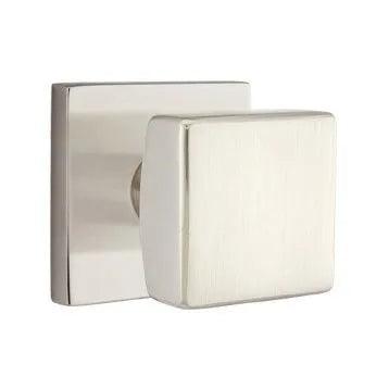 Emtek Square Knob with Square Rosette in Satin Nickel finish