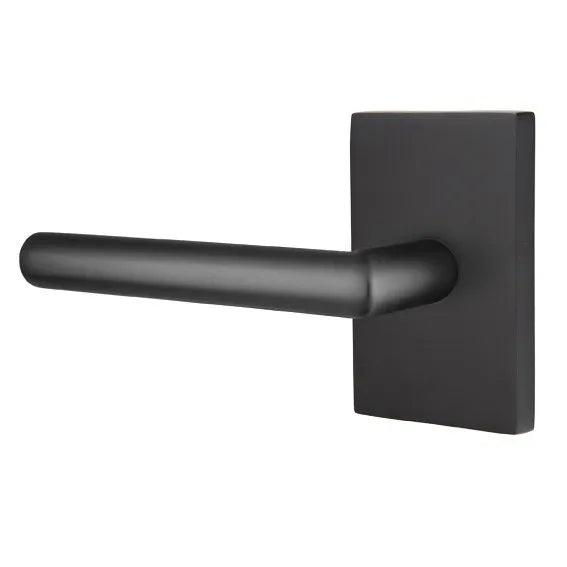 Emtek Stuttgart Lever With Modern Rectangular Rosette Flat Black