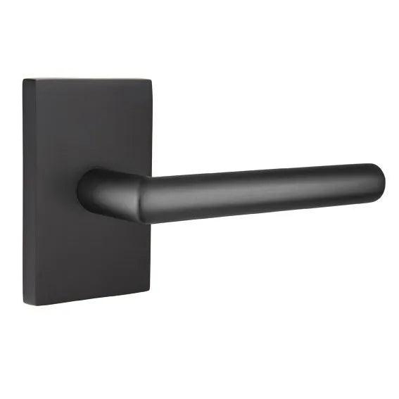 Emtek Stuttgart Lever With Modern Rectangular Rosette Flat Black