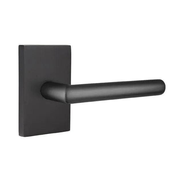 Emtek Stuttgart Lever With Modern Rectangular Rosette Flat Black