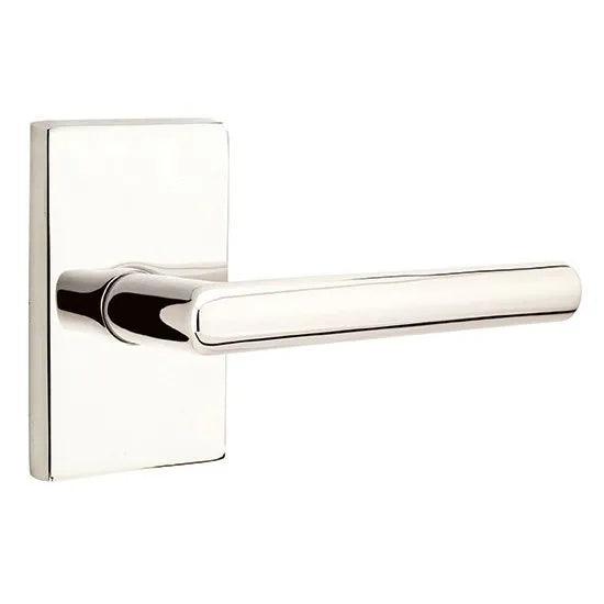 Emtek Stuttgart Lever With Modern Rectangular Rosette Lifetime Polished Nickel