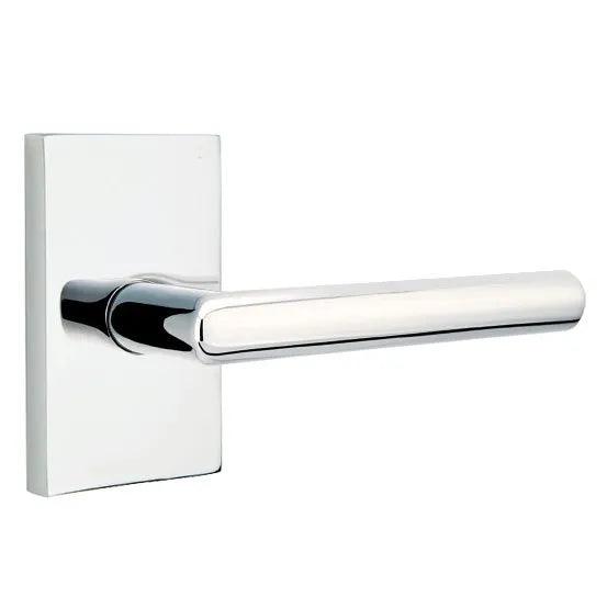 Emtek Stuttgart Lever With Modern Rectangular Rosette Polished Chrome
