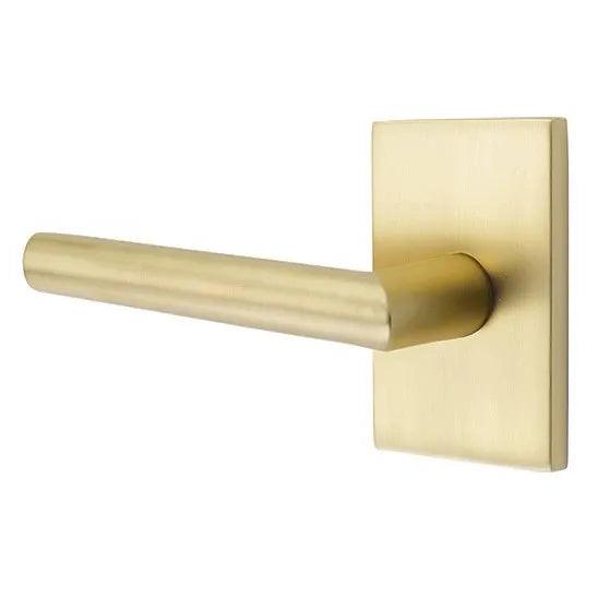 Emtek Stuttgart Lever With Modern Rectangular Rosette Satin Brass