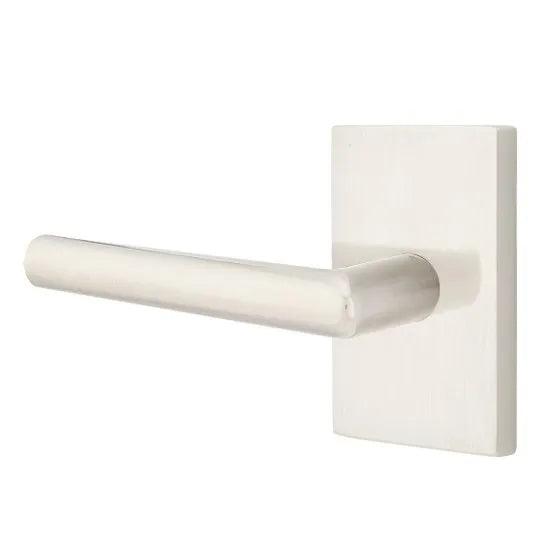 Emtek Stuttgart Lever With Modern Rectangular Rosette Satin Nickel