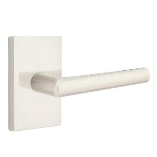Emtek Stuttgart Lever With Modern Rectangular Rosette Satin Nickel