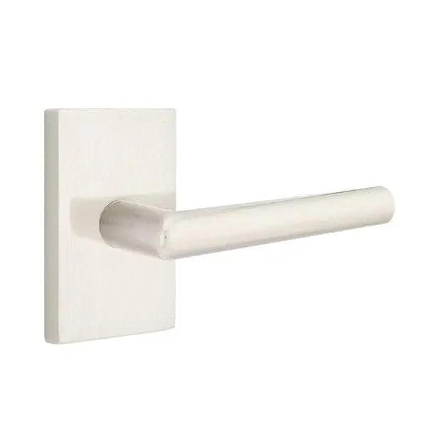 Emtek Stuttgart Lever With Modern Rectangular Rosette Satin Nickel