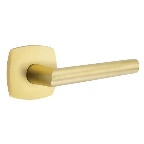 Emtek Stuttgart Lever With Urban Modern Rosette Satin Brass