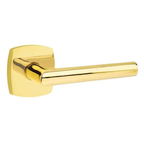 Emtek Stuttgart Lever With Urban Modern Rosette Unlacquered Brass