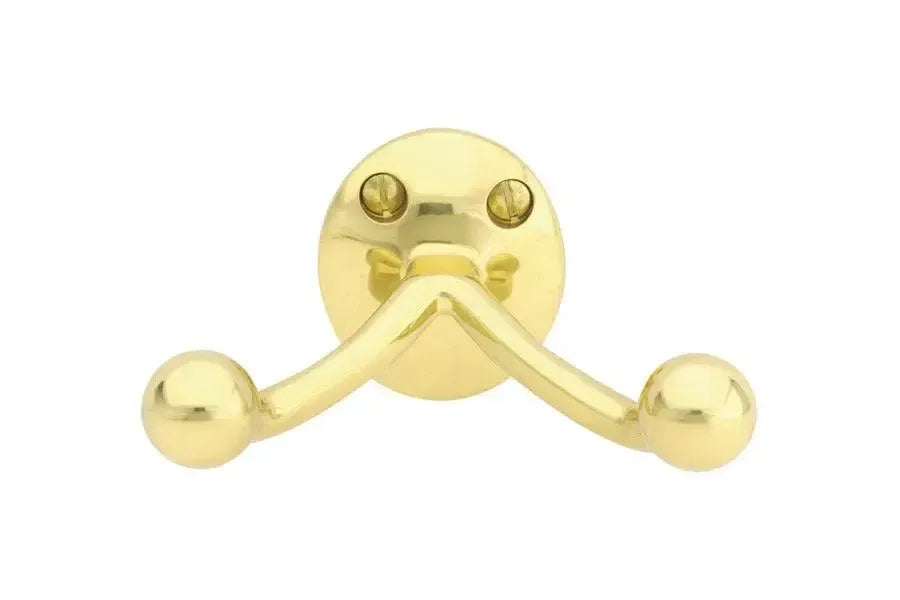 Emtek Traditional Brass Double Robe Hook Unlacquered Brass