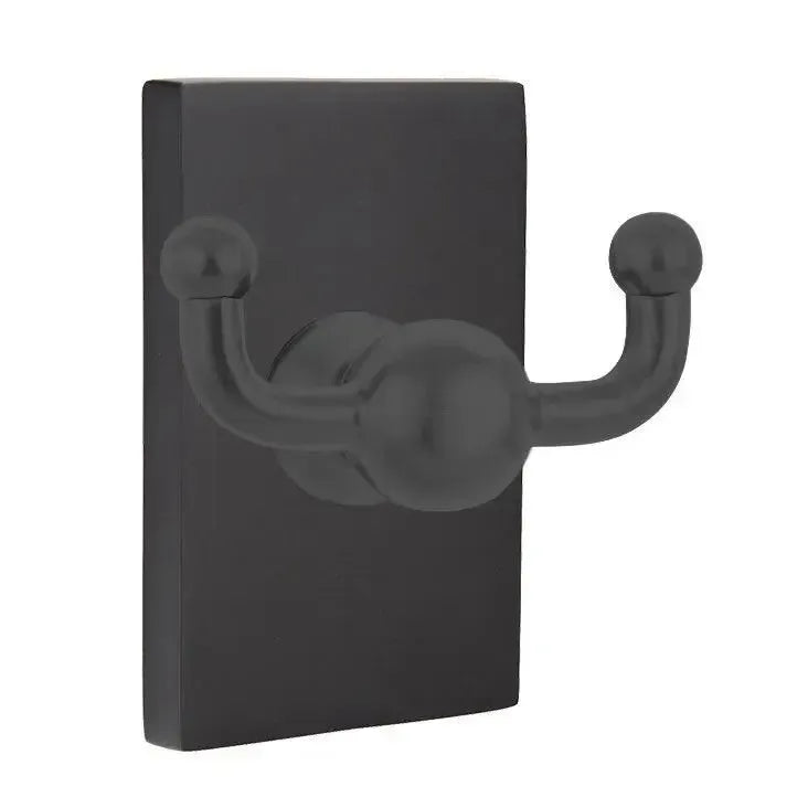 EmtekEmtek Traditional Brass Double Robe Hook With Modern Rectangular Rosette in 