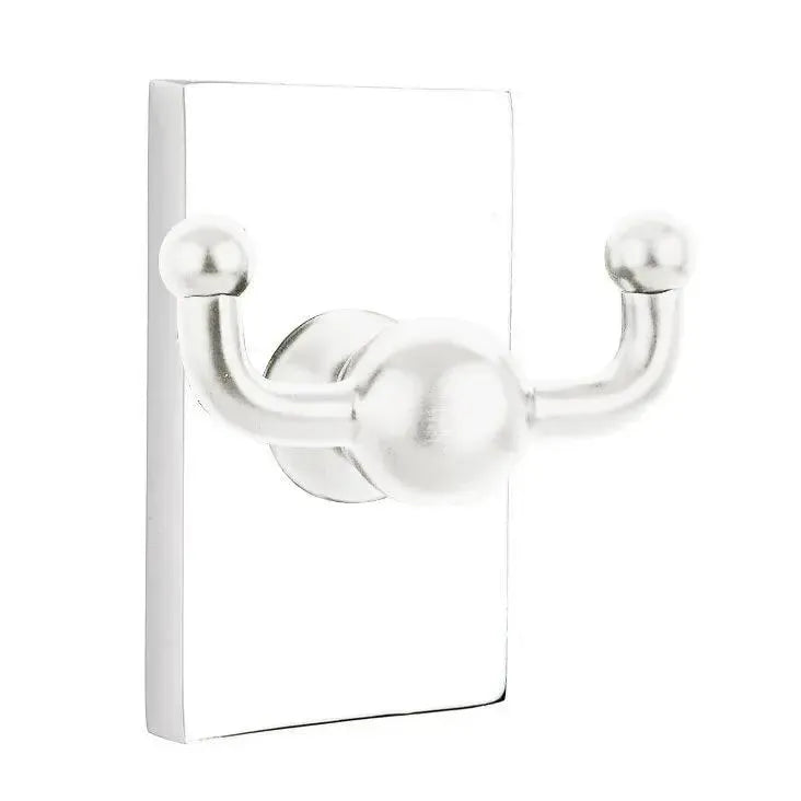 EmtekEmtek Traditional Brass Double Robe Hook With Modern Rectangular Rosette in 