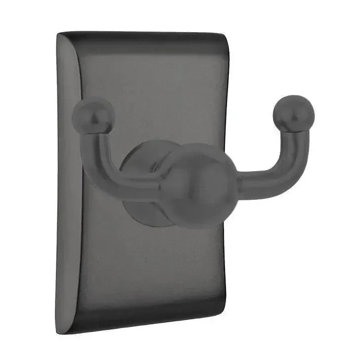 Emtek Traditional Brass Double Robe Hook With Neos Rosette Flat Black