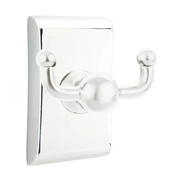 Emtek Traditional Brass Double Robe Hook With Neos Rosette Polished Chrome