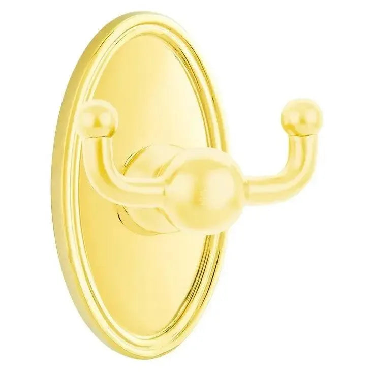 EmtekEmtek Traditional Brass Double Robe Hook With Oval Rosette in 