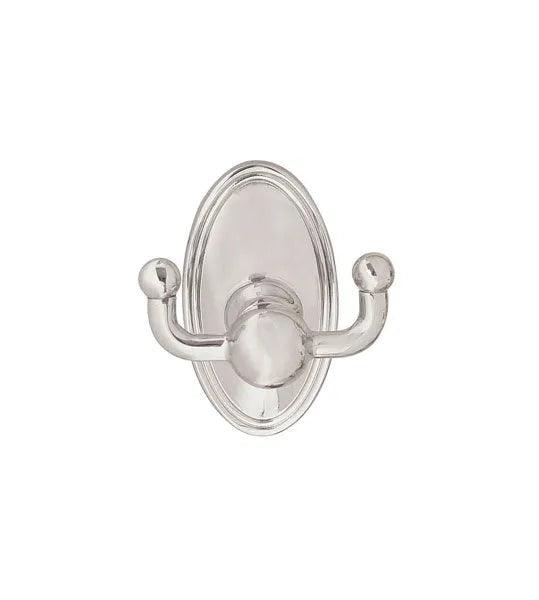 Emtek Traditional Brass Double Robe Hook With Oval Rosette in Satin Nickel finish