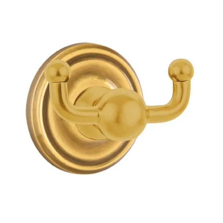 Emtek Traditional Brass Double Robe Hook With Regular Rosette in French Antique finish