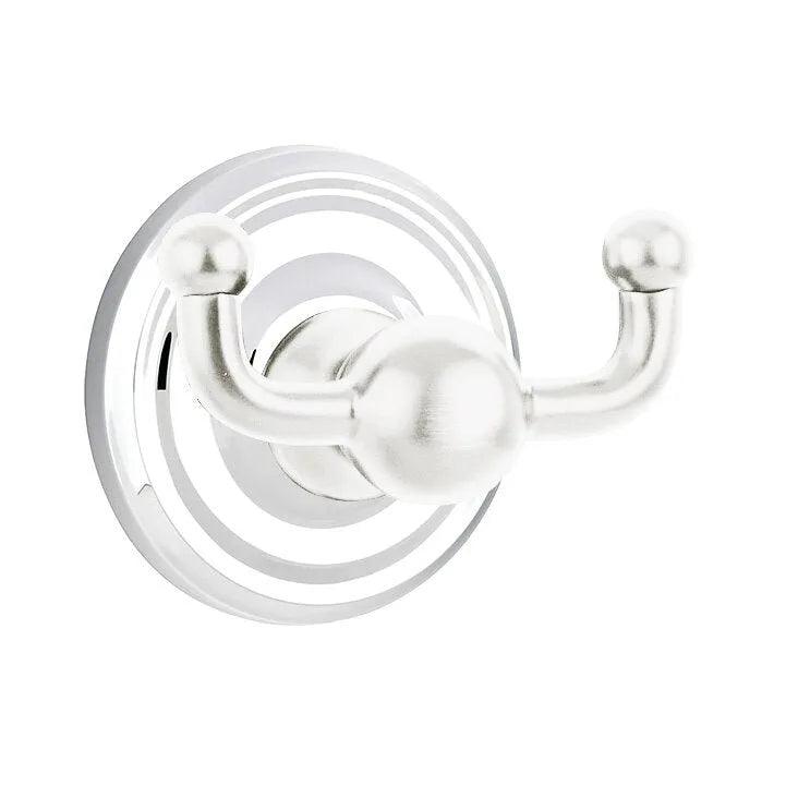 Emtek Traditional Brass Double Robe Hook With Regular Rosette in Polished Chrome finish