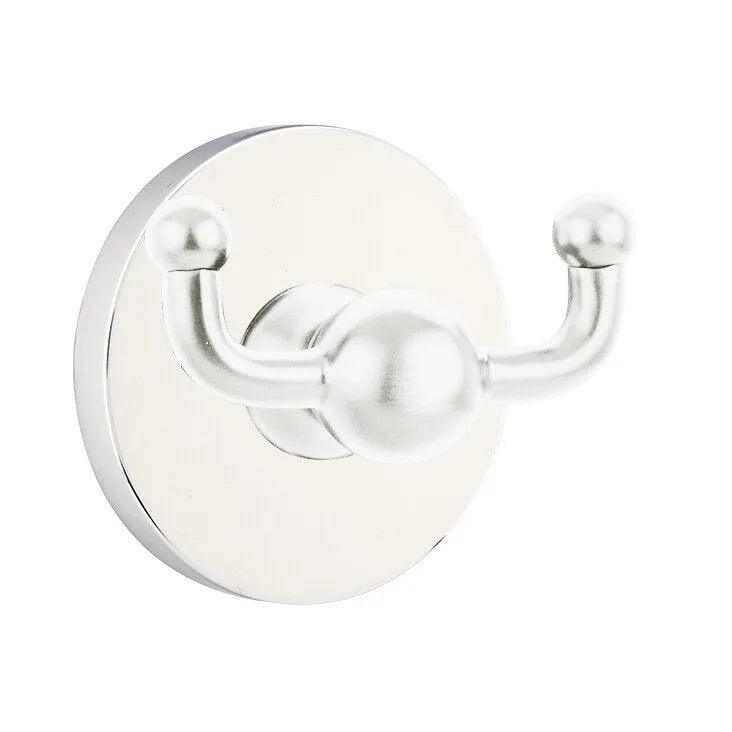 Emtek Traditional Brass Double Robe Hook With Small Disc Rosette in Polished Chrome finish
