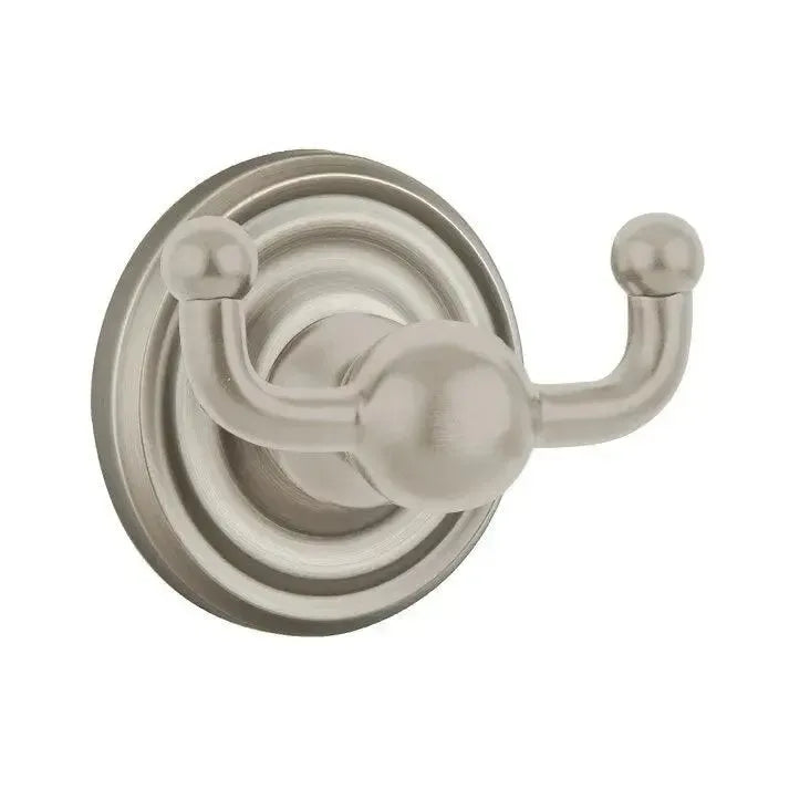 Emtek Traditional Brass Double Robe Hook with Small Regular Rosette Pewter