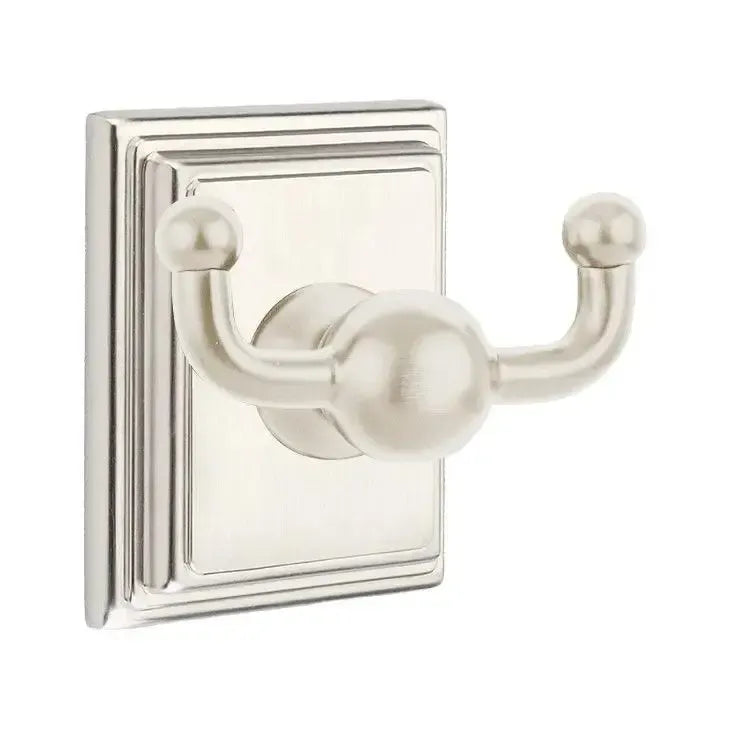 EmtekEmtek Traditional Brass Double Robe Hook With Wilshire Rosette in 