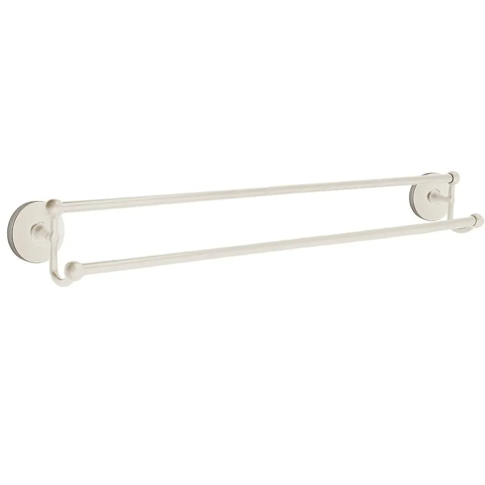 EmtekEmtek Traditional Brass Double Towel Bar with Small Disc Rosette in 