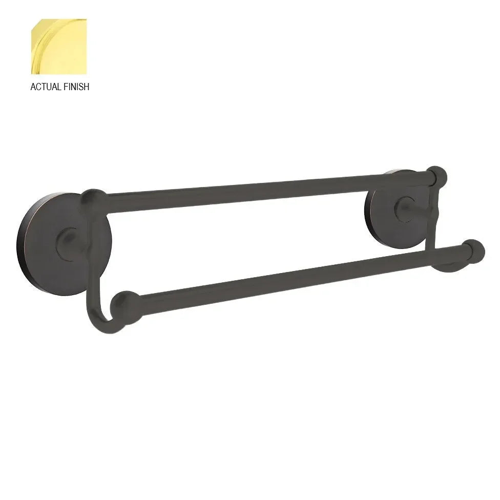 EmtekEmtek Traditional Brass Double Towel Bar with Small Disc Rosette in 