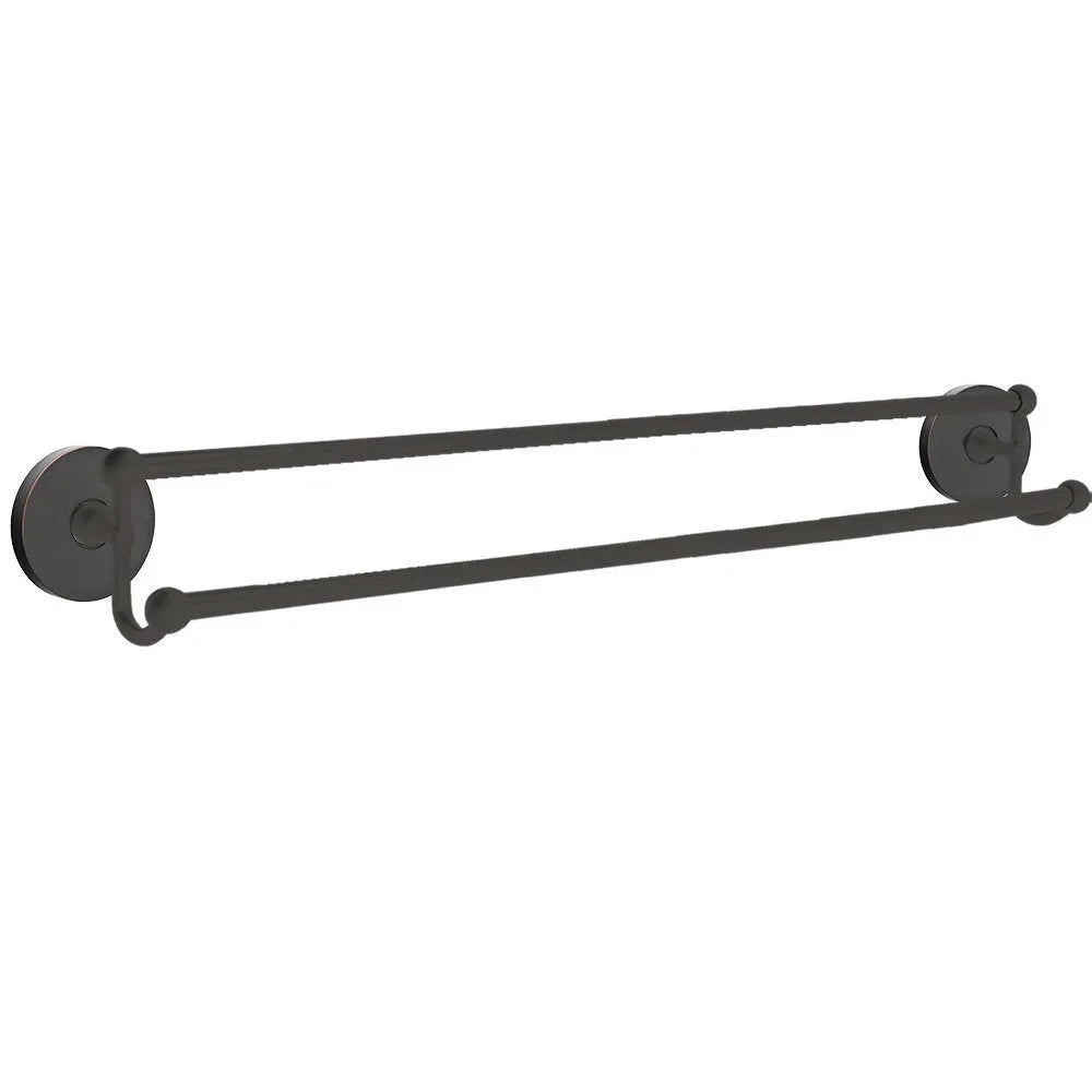EmtekEmtek Traditional Brass Double Towel Bar with Small Disc Rosette in 