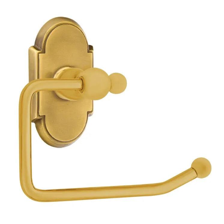 Emtek Traditional Brass Paper Holder - Bar Style (3 3/8" Projection) With #8 Rosette in French Antique finish
