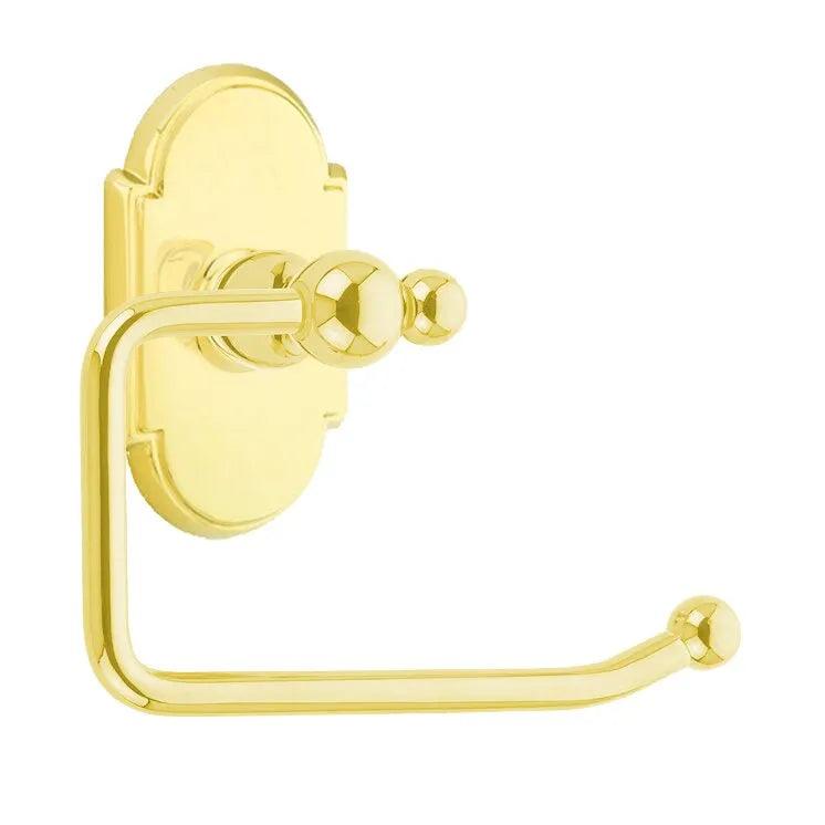 Emtek Traditional Brass Paper Holder - Bar Style (3 3/8" Projection) With #8 Rosette in Lifetime Polished Brass finish