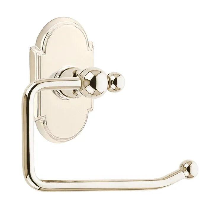 Emtek Traditional Brass Paper Holder - Bar Style (3 3/8" Projection) With #8 Rosette in Lifetime Polished Nickel finish